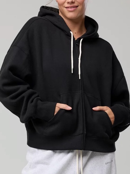 aerie Tops - OFFLINE By Aerie Cloud Fleece Classic
Full Zip Sweatshirt | Black
